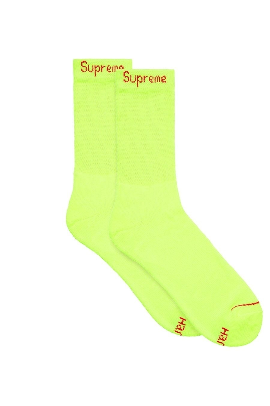 Supreme®/Hanes® Crew Socks (4 Pack - Fluorescent Yellow)